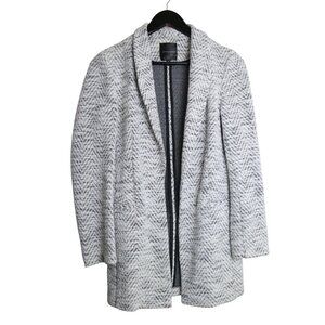 Dynamite Grey White Chevron Knit Long Cardigan Coat Blazer Size Small